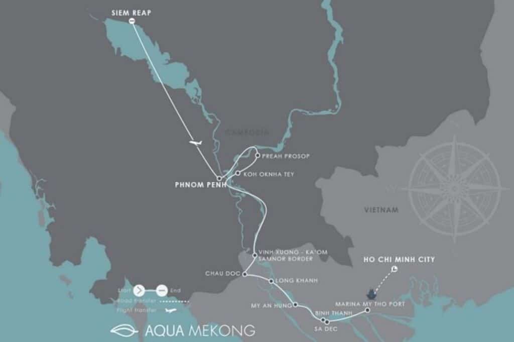 Aqua Mekong - 5D4N Aqua Mekong Discovery Cruise Map