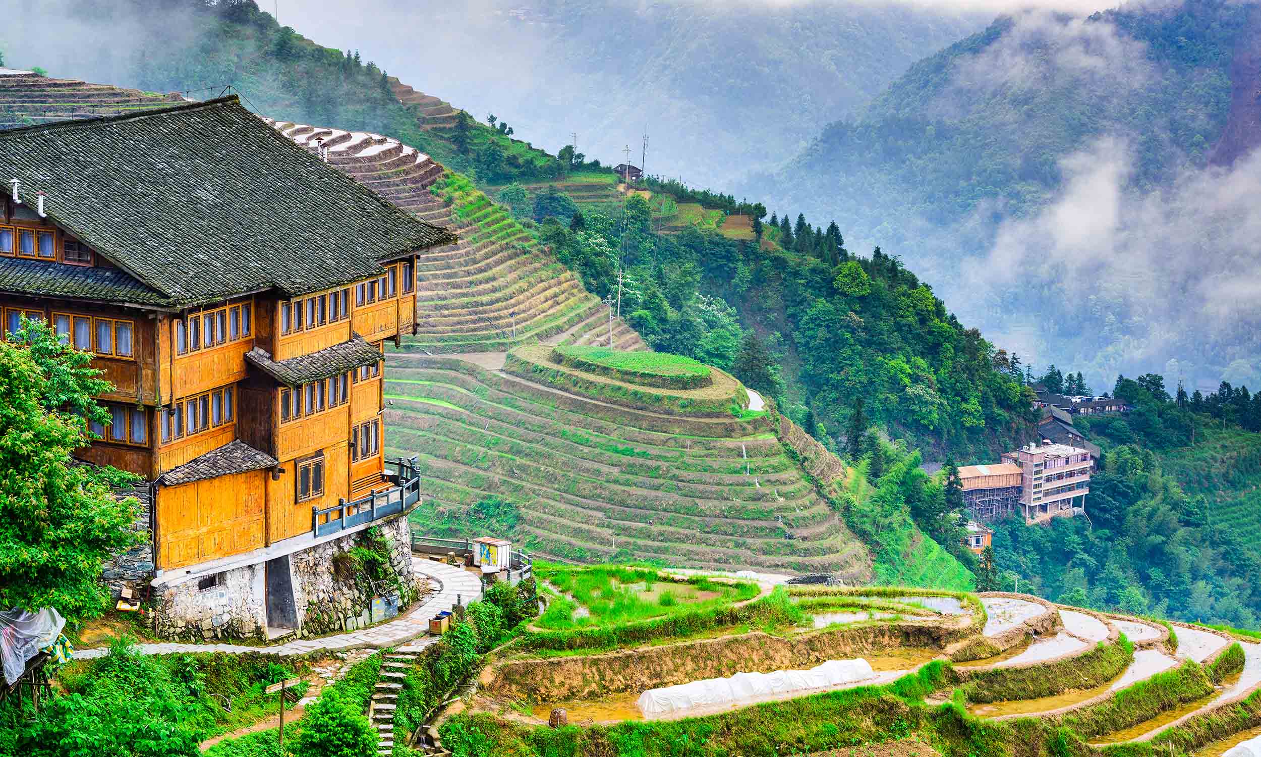 Yaoshan Mountain Guilin China rice terraces